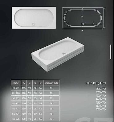 paddonlar: Məhsul: Duş altlığı kolleksiyası - Formalar: kvadrat və düzbucaqlı - — 4