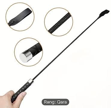 qara atlar: At Çubuğu – qara rəng Şallaq, qamçı - Ümumi uzunluq: 65 sm - Tutacaq — 1