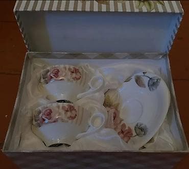 balaca tort sekilleri: Çay dəsti, rəng - Ağ, Farfor, 2 nəfərlik — 1