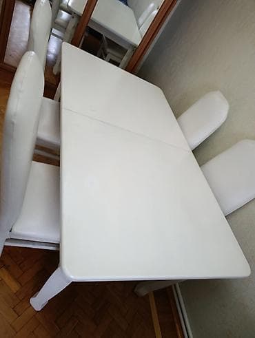 qapi taxta: Qonaq otağı üçün, Açılan, Dördbucaq masa, 4 stul — 1