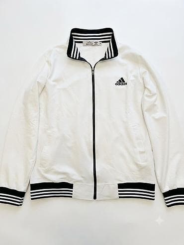 Adidas ağ rəngli idman jaketi - Model: tam fermuarlı trikotaj üst
