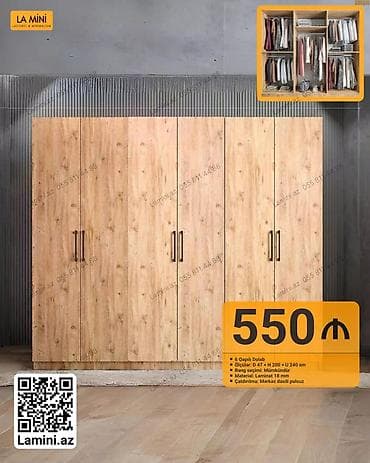 6 qapılı geyim dolabı - Ölçülər: E 47 x H 200 x U 240 sm - Material — 1