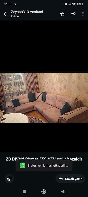 Künc divan, Açılan, Bazalı, Çatdırılma yoxdur