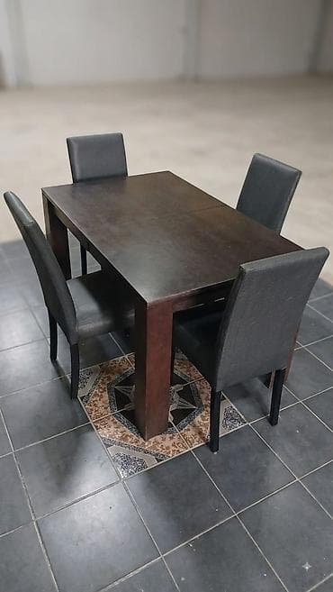 Qonaq otağı üçün, İşlənmiş, Kvadrat masa, 4 stul