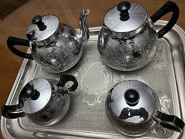 su krant: Çay dəsti, rəng - Gümüşü, Metal — 1