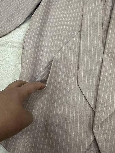 dest geyimler: Qadın kostyum dəsti – cizgili - Rəng: toz pembe/boz tonlarında, nazik — 4