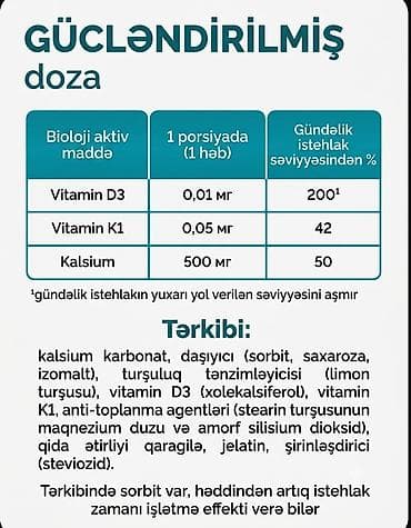 Kalsium B-min-dən "kalsium D3 Forte" -yetişmiş yaban mersini dadı ilə — 3