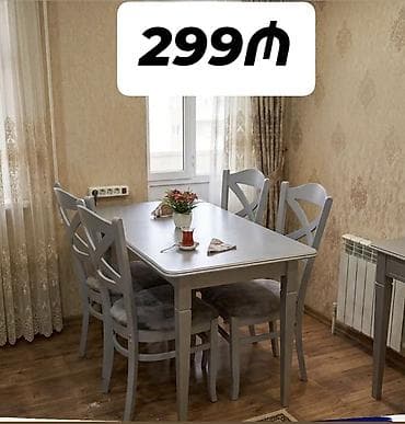 - Mətbəx/yemək dəsti – 1 stol + 4 stul - Rəng: boz (neytral