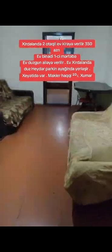 modul tipli ev: Xirdalanda 2 otaqli ev kirayə verilir 350 azn Ev binadi 1-ci mərtəbə — 1