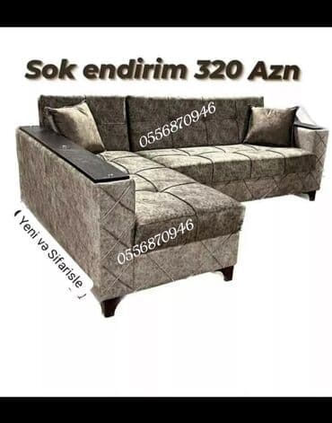 Divan və masa dəstləri: Künc divan, Yeni, Açılan, Bazalı, Parça, Şəhərdaxili pulsuz çatdırılma — 4