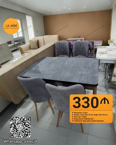 embawood masalar: Qonaq otağı üçün, Açılan, 4 stul — 1