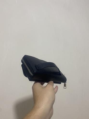 Çantalar: Qara rəngli kişi əl çantası / clutch - Material: toxumalı süni dəri - — 2
