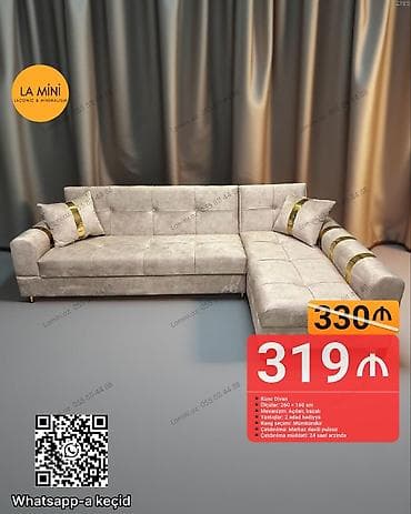 mini divan: Künc divan, Açılan, Bazalı, Pulsuz çatdırılma — 1