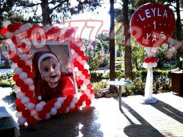 Dizayn və bəzədilmə xidməti. Shar ve 3 bucaq bayraqlarla Dizayn