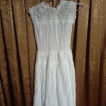 Qırmızı çiçəkli yay donu + ağ krujeva detalı alt köynək - Üst — 5