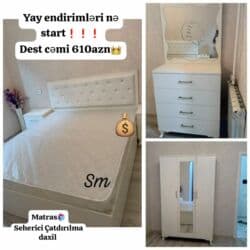 спальня из дерева: Yataq desti rəng seçimi var — 1