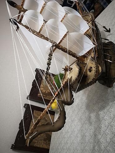 Velosiped aksesuarları: Dekorativ yelkənli gəmi maketi – işıqlı El işidir - Material: ağac və — 6