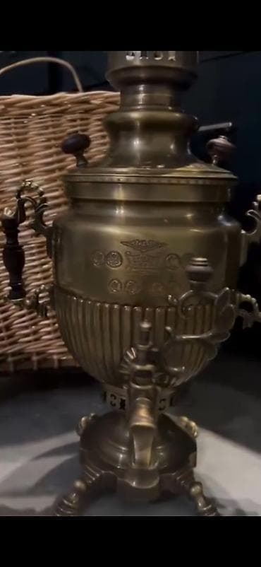 vaza qab: Antik pirinç samovar - Material: bürünc/pirinç ərintisi, qalın — 6