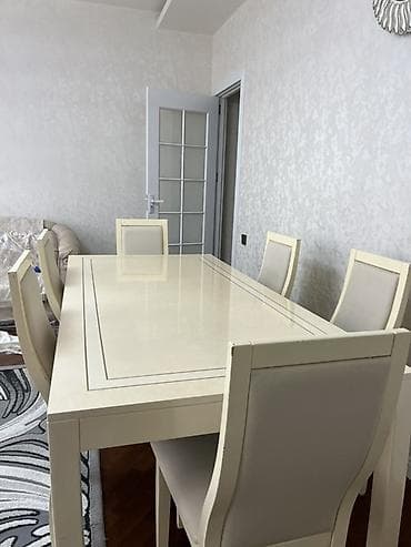 stolustu dəst: Qonaq otağı üçün, Açılmayan, Dördbucaq masa, 6 stul — 1