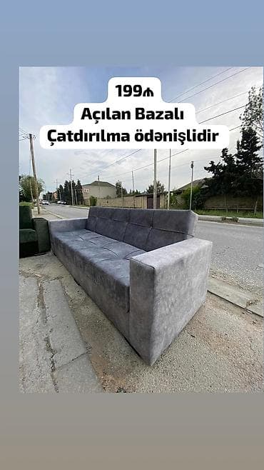 Divanlar: Açılan, bazalı divan – praktik və funksional model. - Rəng: boz - — 1