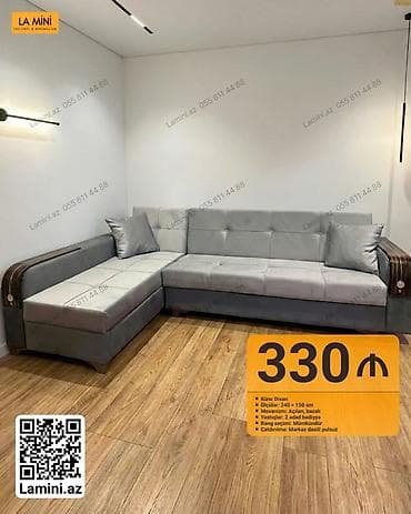 Ev üçün mebel: Künc divan – La Mini - Ölçü: 240 × 150 sm - Mexanizm: açılan, bazalı — 1