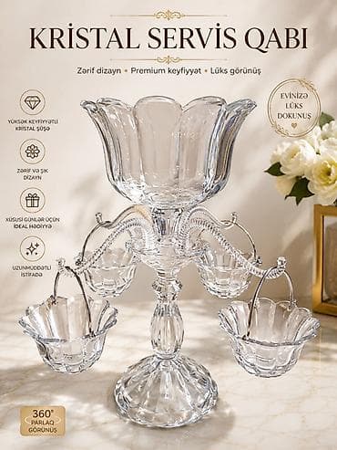 KARACA Kristal servis qabı – zərif və lüks görünüşlü masa aksessuarı — 1