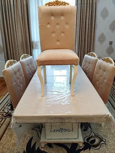 palet rengleri: Qonaq otağı üçün, Açılmayan, Dördbucaq masa, 8 stul — 2