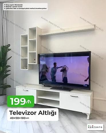 dekor ref: Televizor altlığı və divar rəfi dəsti Ölçü: 40 × 50 × 180 sm — 1