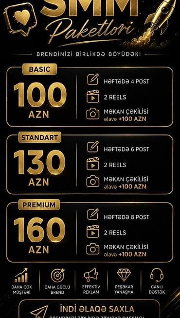 SMM paketləri – brendinizi birlikdə böyüdək! Basic – 100 AZN - lalafo.az -da SMM paketləri – brendinizi birlikdə böyüdək! Basic – 100 AZN -