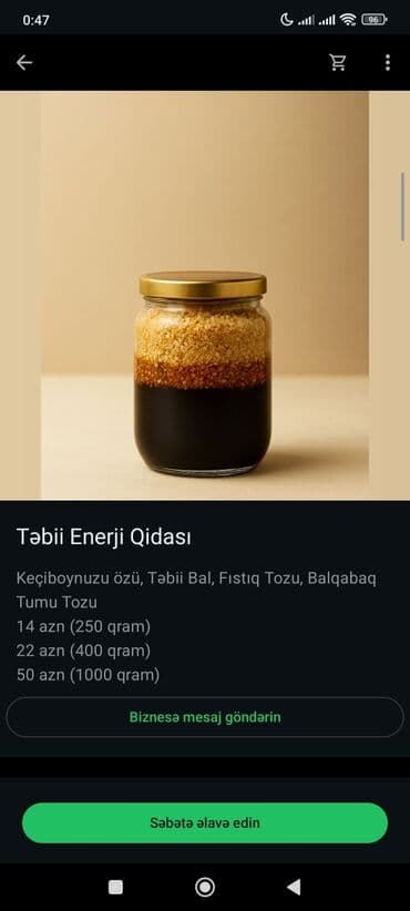 nwork масло черного тмина: Təbii Enerji Qidası Keçiboynuzu özü, Təbii Bal, Fıstıq Tozu, Balqabaq — 2