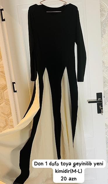 charles keith az: Qadın uzun don – qara və krem rənglərin kombinasiyası. - Uzunqol — 1