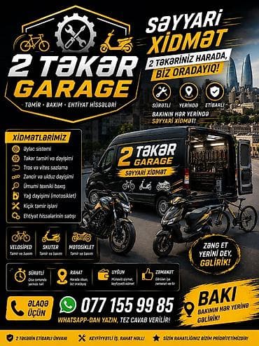 2 Təkər Garage – Velosiped, skuter və motosikletlər üçün səyyar servis