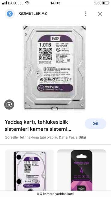 işlənmiş komputerler: Kameraya yaddaş kartı 1.0 tb işlemnmiş 60 manat — 1