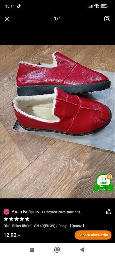 əyaqabi: Məhsul 1: Qırmızı qadın ayaqqabısı (isti astarlı) - Rəng: Qırmızı - — 1