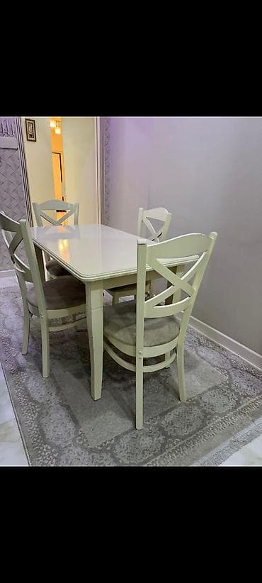 Столы: Для кухни, Б/у, Прямоугольный стол, 4 стула — 1