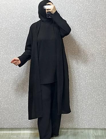 Qadınlar üçün üçlü dəst – qara rəng - Tərkib: uzun kardiqan/üstlük