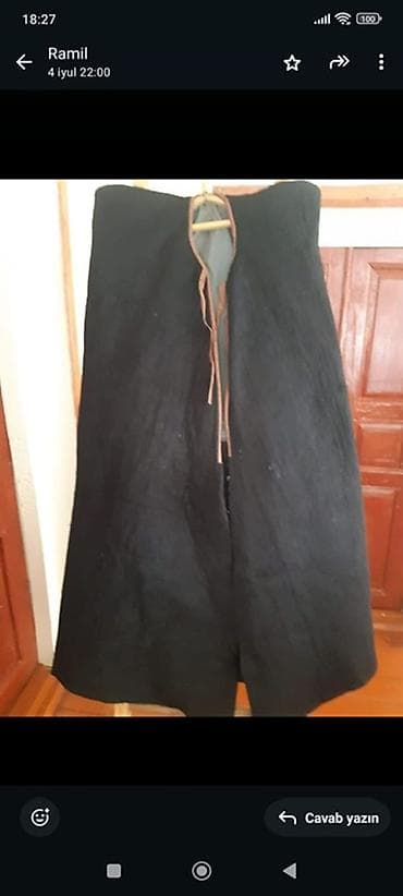 gen: Qara rəngli yun kepenək (çoban paltosu) - Material: qalın, sıx — 1