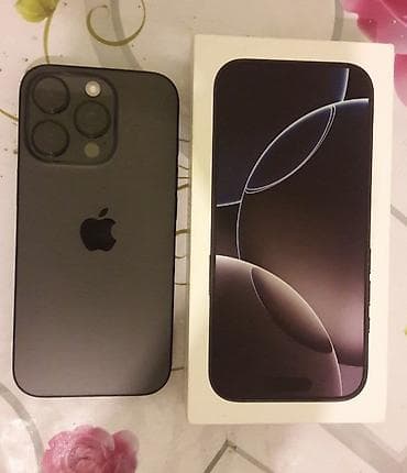 telefon qutusu: IPhone 16 Pro, 128 GB, Qara, Face ID — 1