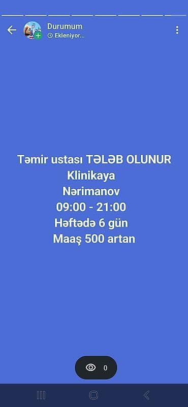 hostes is elanlari: Santexnik ustası tələb olunur, 6/1, Aylıq ödəniş — 1