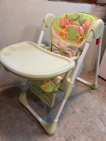 Yemək masaları, oturacaqları: Uşaq yemək kreslosu - Rəng: açıq yaşıl, şən heyvan təsvirli oturacaq — 1