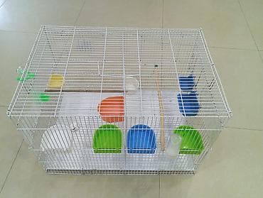 islenmis akvarium satisi: Iki hissəli 60×40×40 ölçüdə qəfəs,9 yem 2 su qabısıda üstündə — 1