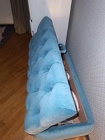 Pufiklər: Mavi rəngli, yumşaq məxməri parçadan hazırlanmış saxlama qutulu — 1