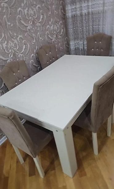 Qonaq otağı üçün, İşlənmiş, Kvadrat masa, 6 stul