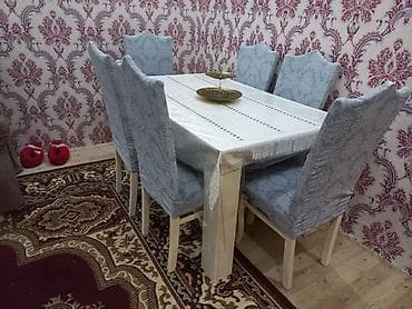 Мебель: 6 nəfərlik yemək otağı dəsti - Tərkibi: 1 ədəd düzbucaqlı masa + 6 — 3