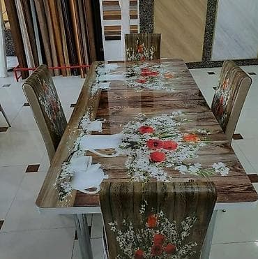 Mətbəx üçün, Yeni, Açılmayan, Dördbucaq masa, 4 stul