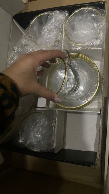 cay servisi: Çay dəsti, rəng - Qızılı, Şüşə, 6 nəfərlik — 1