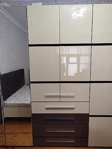 parda tul: İşlənmiş, 6 qapı, Güzgülü, Bej, Taxta, Kupe, Düz dolab — 4