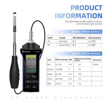 kulək olcən cihaz: Anemometr Model: HoldPeak HP-5000Y - Kiçik məkanların ehtiyaclarını — 3