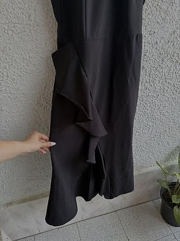 sade don: Qara midi gecə paltarı - Rəng: klassik qara - Model: halter tipli — 4