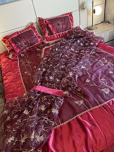 gozel qiz sekiller: Yataq örtüyü dəsti – atlas və tül kombinasiyası - Rəng: dərin — 2